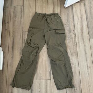 Navy green parachute cargo pants